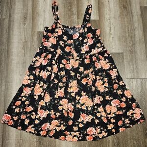 TORRID 4x Challis Tank Black Floral Dress Pinup Vintage V Neck Corset Fit Flare